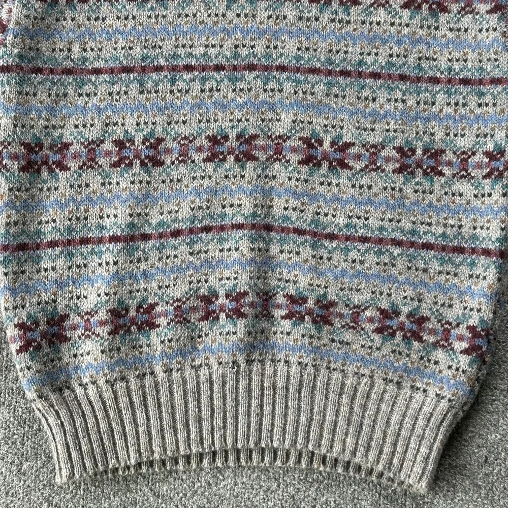 Vintage Hunting Horn Sweater Mens M Multicolor Shetland Wool Fair Isle Hong Kong